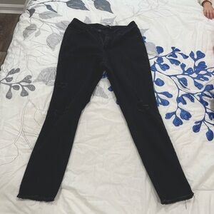 black distressed jeans